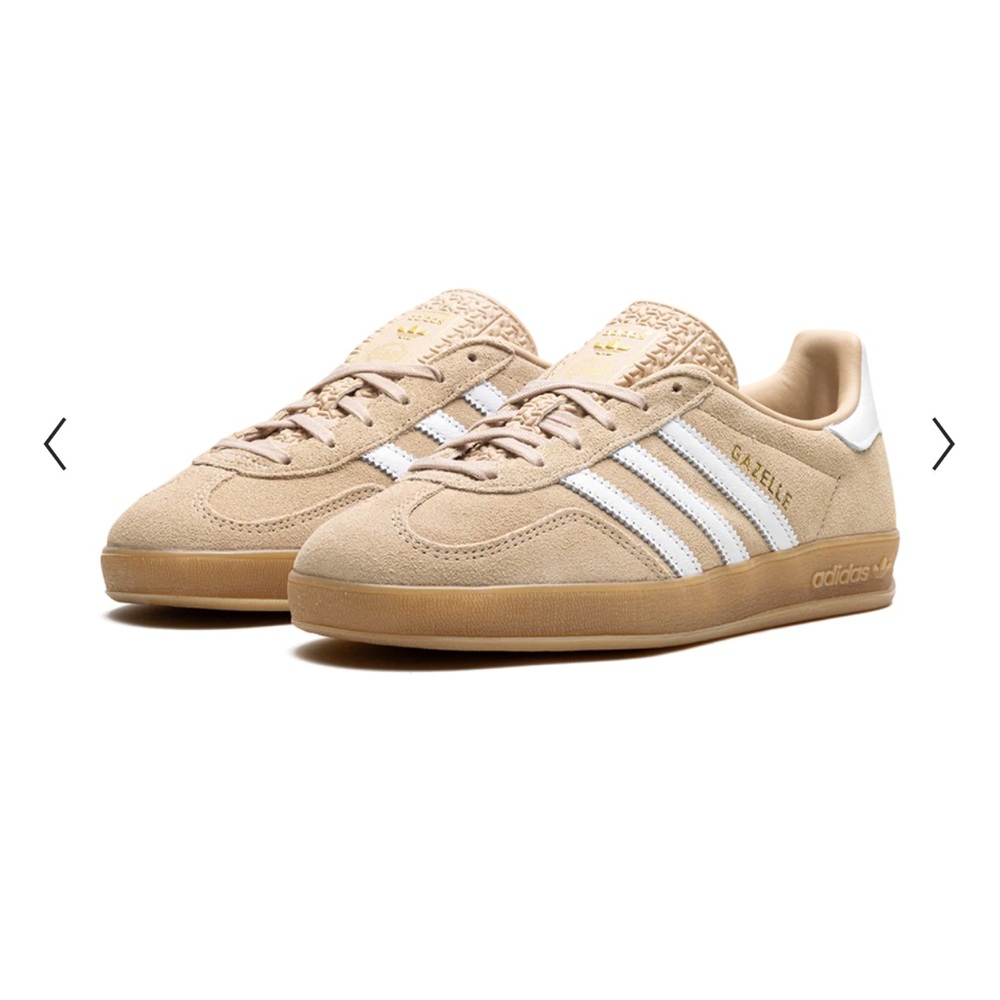 Adidas Gazelle Tan and White Sneakers